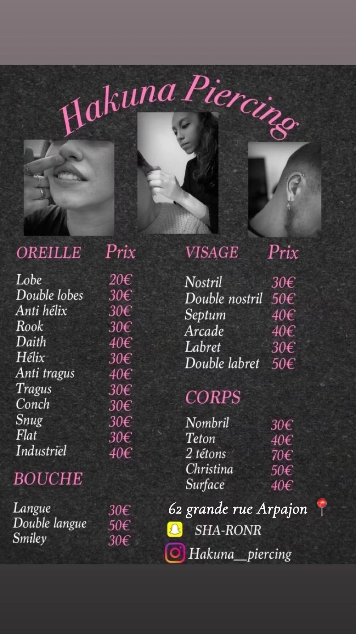 Piercing visage nostril septum